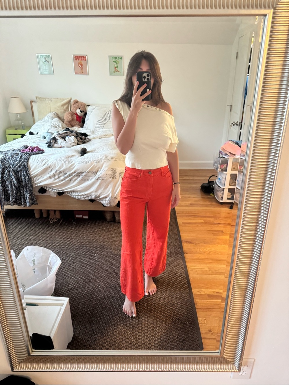 Urban Outfitters BDG Red Denim Wide-Leg Pants